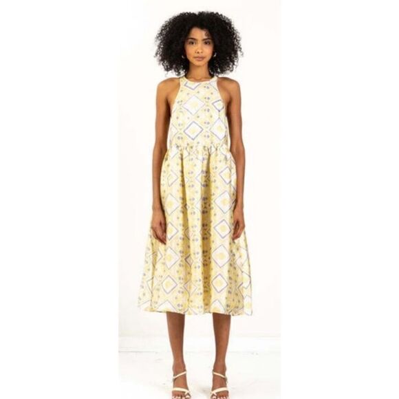 Baum Und Pferdgarten Adeva Midi Dress Pastel Yellow NWT Size 34/X-Small - Picture 3 of 10